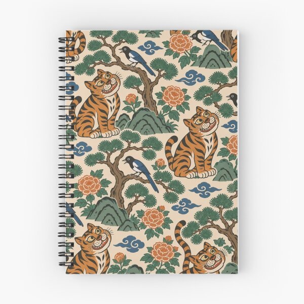 Item preview, Minhwa Tiger Seamless Pattern | Korean Folk Art Tiger and Magpie Pine Repeat designed and sold by StickyGuys.