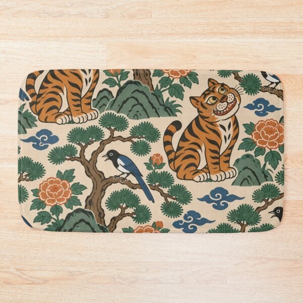 Item preview, Minhwa Tiger Seamless Pattern | Korean Folk Art Tiger and Magpie Pine Repeat designed and sold by StickyGuys.