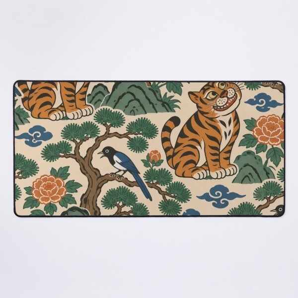 Item preview, Minhwa Tiger Seamless Pattern | Korean Folk Art Tiger and Magpie Pine Repeat designed and sold by StickyGuys.