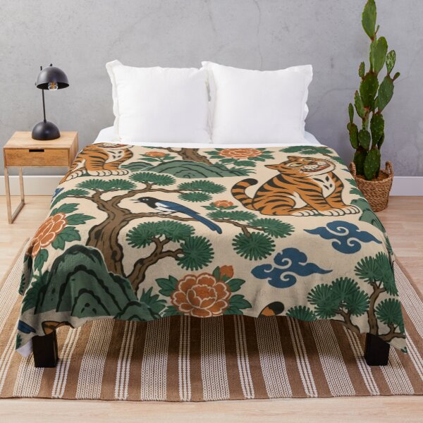 Item preview, Minhwa Tiger Seamless Pattern | Korean Folk Art Tiger and Magpie Pine Repeat designed and sold by StickyGuys.