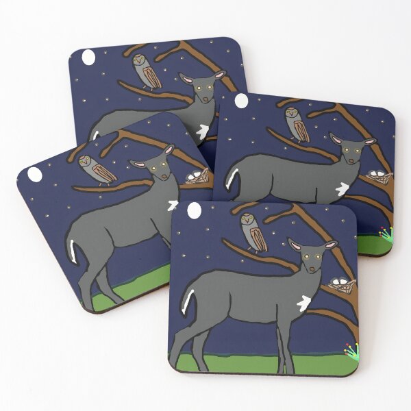 Item preview, Deer Owl Night Forest designed and sold by UkeleryMEi.
