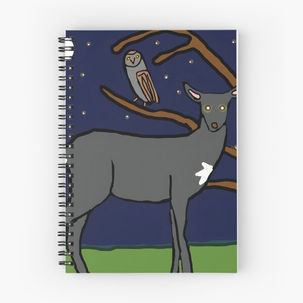 Item preview, Deer Owl Night Forest designed and sold by UkeleryMEi.