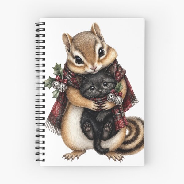 Item preview, Cute Chipmunk Hugging Black Kitten Winter Holiday designed and sold by takeng07.