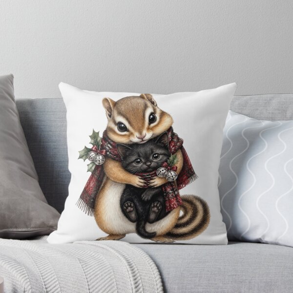 Item preview, Cute Chipmunk Hugging Black Kitten Winter Holiday designed and sold by takeng07.