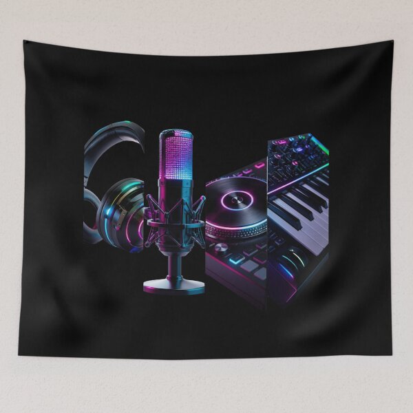 Item preview, Cyberpunk Neon DJ Studio Gear Vertical Panel designed and sold by LazyDayzCo.
