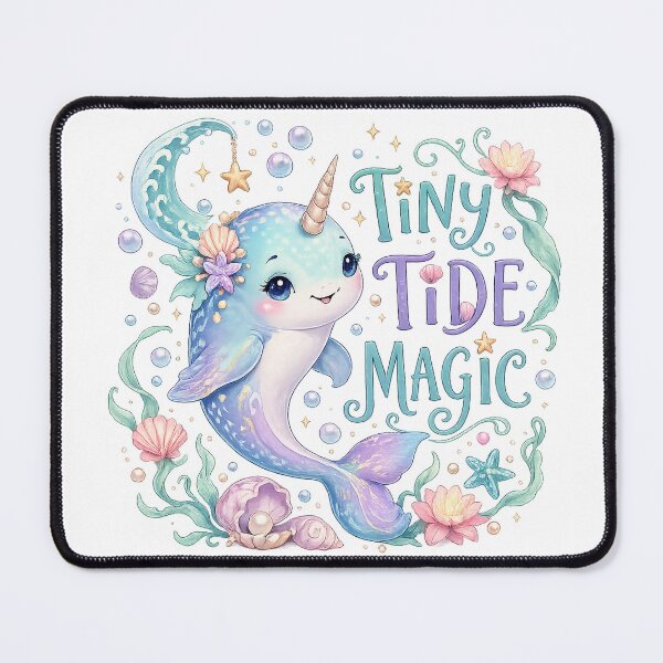 Item preview, Tiny Tide Magic Cute Narwhal Ocean Kawaii Coastal Fantasy Art designed and sold by inkoutninja.