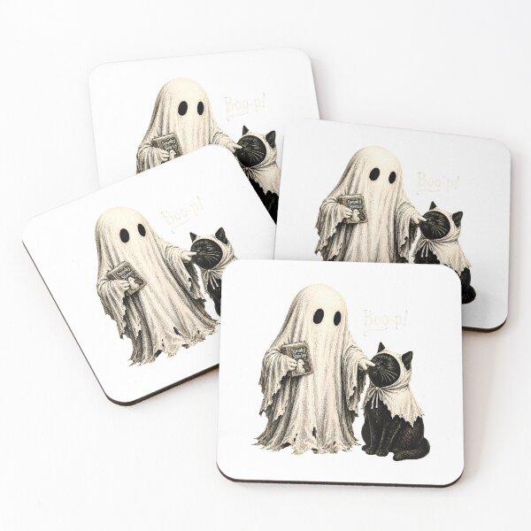 Item preview, Vintage Halloween Spooky Book Ghost with Black Cat Boo-p T-Shirt designed and sold by Serhotep.