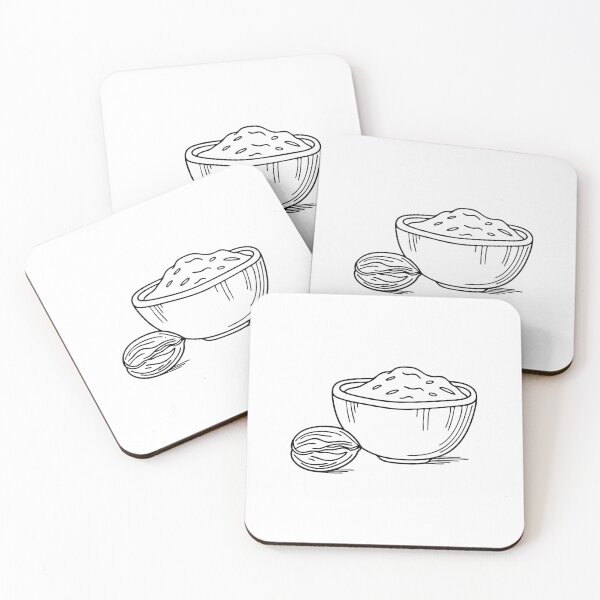 Item preview, An illustration of walnut beside a ceramic bowl with almonds designed and sold by rasagamastore.