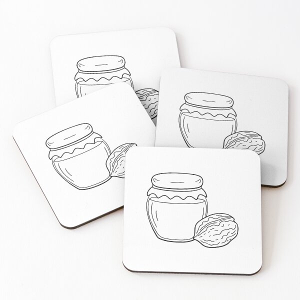 Item preview, An illustration of walnut beside a jar of honey designed and sold by rasagamastore.
