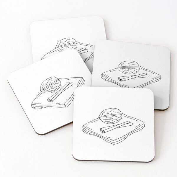 Item preview, An illustration of walnut on a cloth napkin with cinnamon sticks designed and sold by rasagamastore.