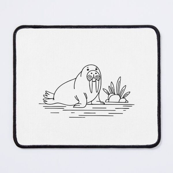 Item preview, An illustration of walrus beside a rocky shore with seaweed designed and sold by rasagamastore.