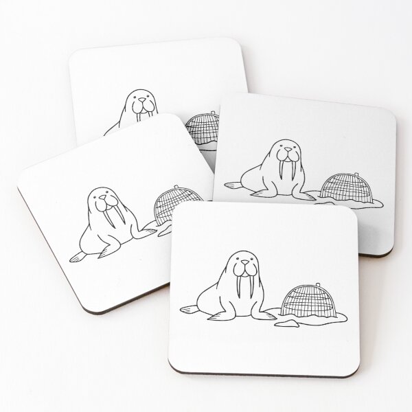 Item preview, An illustration of walrus beside a snow-covered rock with a crab trap designed and sold by rasagamastore.