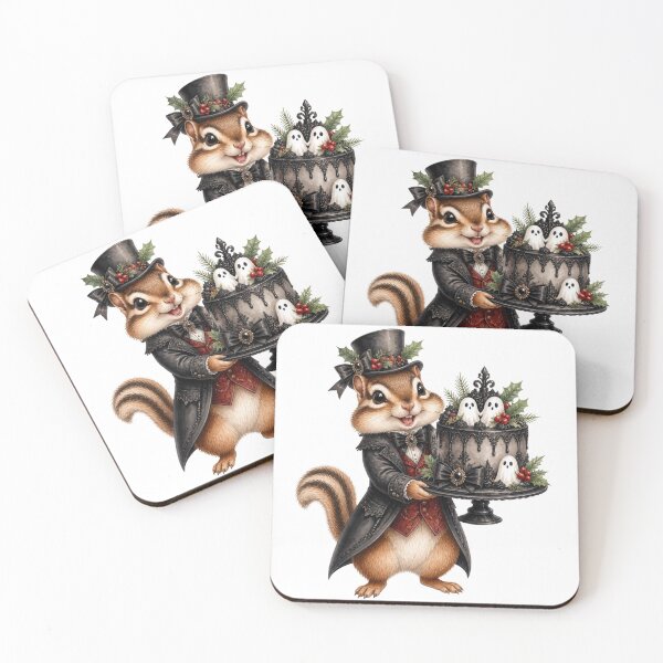Item preview, Gothic Christmas Chipmunk Holding Ghost Cake designed and sold by takeng07.