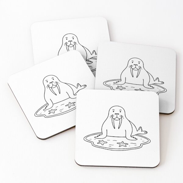 Item preview, An illustration of walrus beside a tide pool with starfish designed and sold by rasagamastore.