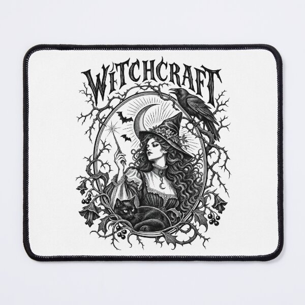 Item preview, Vintage witch with black cat and raven, dark hair designed and sold by MagicStrawberry.