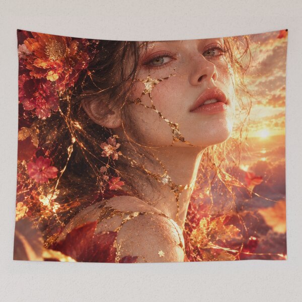 Item preview, Ember — Japanese Kintsugi Female Portrait designed and sold by KINTSUGI-LUMI.