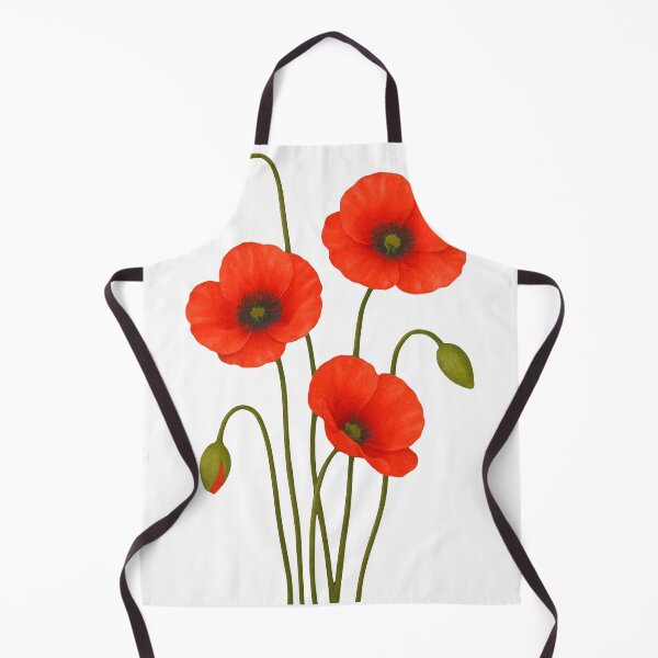 Item preview, Pretty Red Poppies Flowers Full Bloom White 2 Shapes Mania designed and sold by Shapes-Mania.