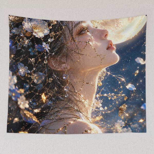 Item preview, Moonlight — Japanese Kintsugi Female Portrait designed and sold by KINTSUGI-LUMI.