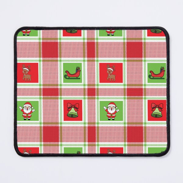 Item preview, Christmas tartan plaid pattern with framed Santa and reindeer designed and sold by PowerAntShop.