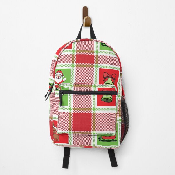 Item preview, Christmas tartan plaid pattern with framed Santa and reindeer designed and sold by PowerAntShop.