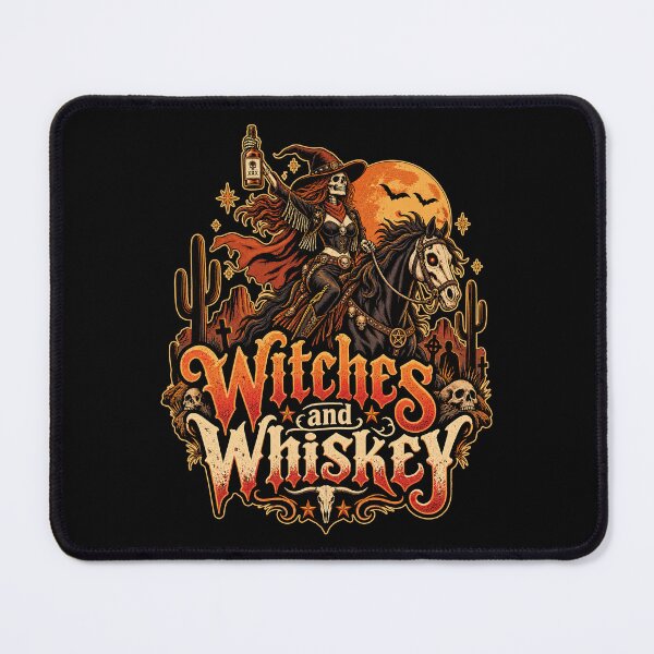 Item preview, Witches and Whiskey Halloween T-Shirt | Gothic Skeleton Cowgirl Western Tee designed and sold by graphic-genie.