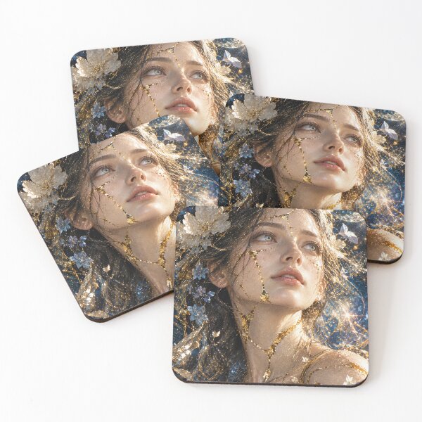 Item preview, Stardust — Japanese Kintsugi Female Portrait designed and sold by KINTSUGI-LUMI.