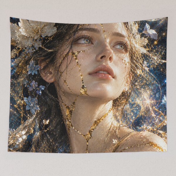 Item preview, Stardust — Japanese Kintsugi Female Portrait designed and sold by KINTSUGI-LUMI.