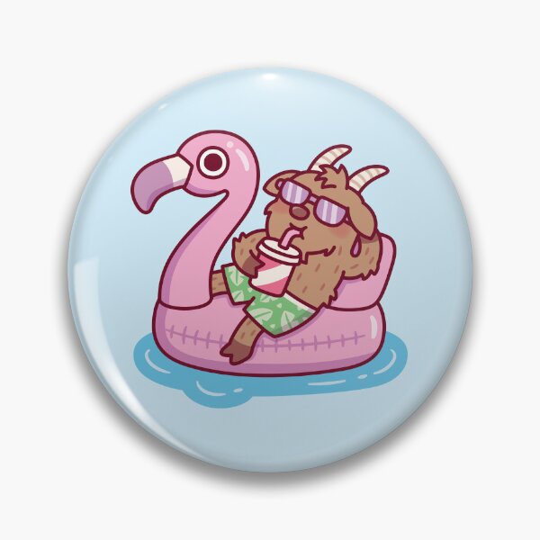 Item preview, Goat Chilling On Flamingo Pool Float Summer Vacation designed and sold by rustydoodle.