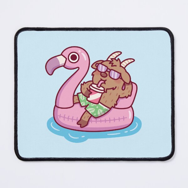 Item preview, Goat Chilling On Flamingo Pool Float Summer Vacation designed and sold by rustydoodle.