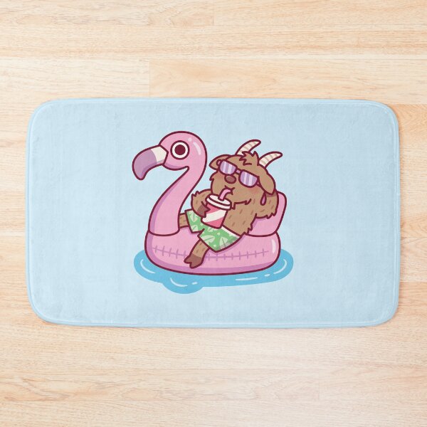 Item preview, Goat Chilling On Flamingo Pool Float Summer Vacation designed and sold by rustydoodle.