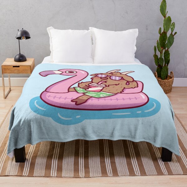 Item preview, Goat Chilling On Flamingo Pool Float Summer Vacation designed and sold by rustydoodle.