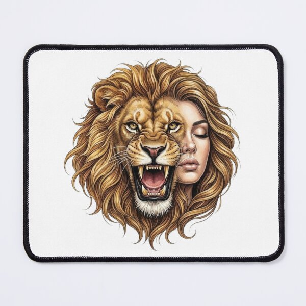 Item preview, Feline Duality — Fusion of Woman's Face and Roaring Lion designed and sold by CHRIST5000.