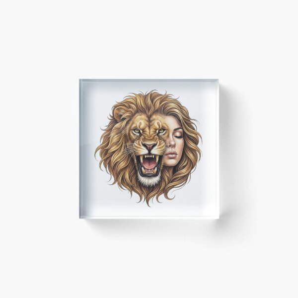 Item preview, Feline Duality — Fusion of Woman's Face and Roaring Lion designed and sold by CHRIST5000.