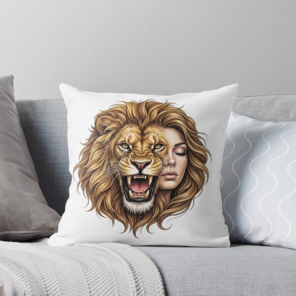 Item preview, Feline Duality — Fusion of Woman's Face and Roaring Lion designed and sold by CHRIST5000.