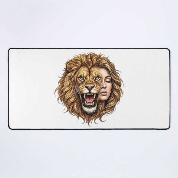 Item preview, Feline Duality — Fusion of Woman's Face and Roaring Lion designed and sold by CHRIST5000.