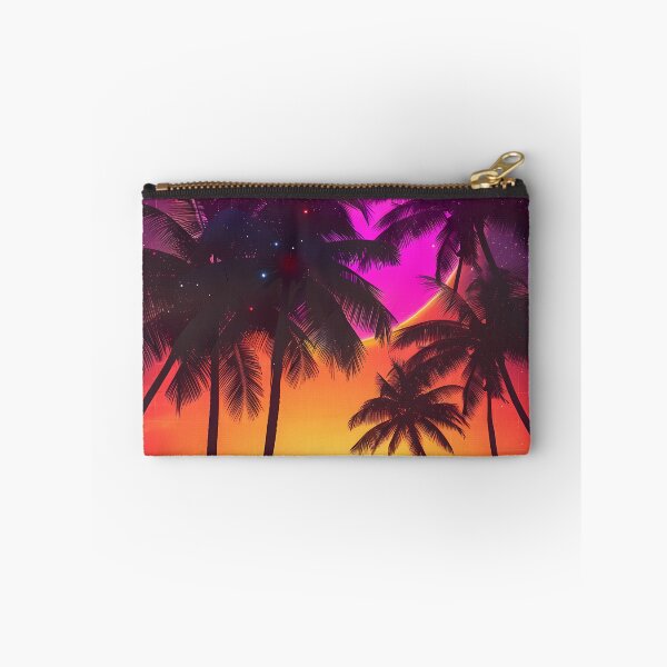 Item preview, Retro 80s synthwave sunset with neon palm trees designed and sold by Artdavesalzburg.