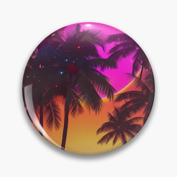 Item preview, Retro 80s synthwave sunset with neon palm trees designed and sold by Artdavesalzburg.