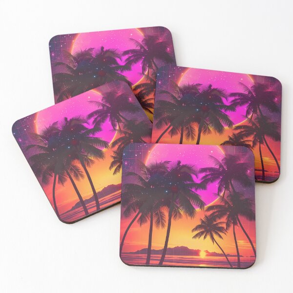 Item preview, Retro 80s synthwave sunset with neon palm trees designed and sold by Artdavesalzburg.