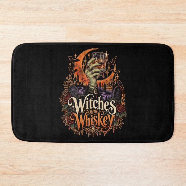Item preview, Witches and Whiskey Halloween T-Shirt | Gothic Witch Hand Whiskey Glass Tee designed and sold by graphic-genie.