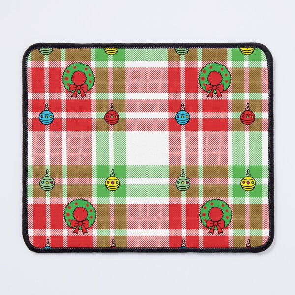 Item preview, Christmas ornaments and wreaths on tartan plaid pattern designed and sold by PowerAntShop.