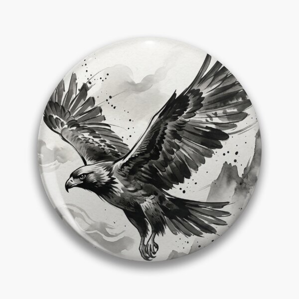 Item preview, Sacred Eagle Ink Wash Painting Japanese Sumi-e Art designed and sold by iris-festival.