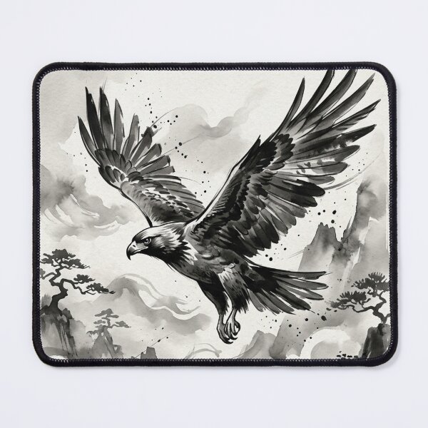 Item preview, Sacred Eagle Ink Wash Painting Japanese Sumi-e Art designed and sold by iris-festival.