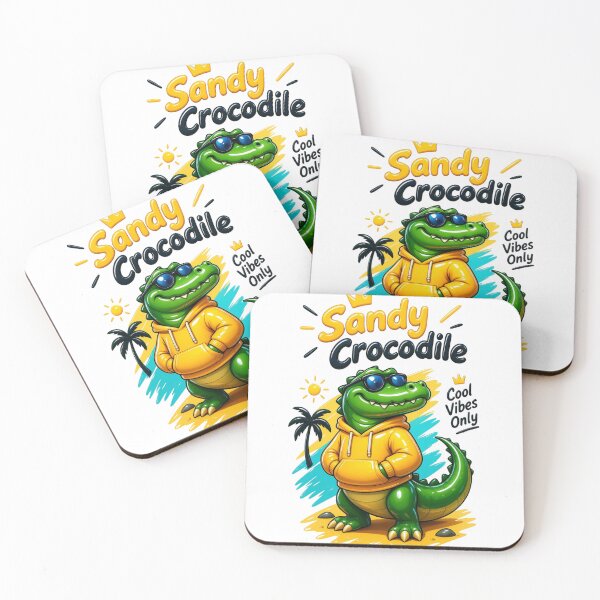 Item preview, Sandy Crocodile – Cool Vibes Only Funny Crocodile Streetwear designed and sold by Zack4Fashion.