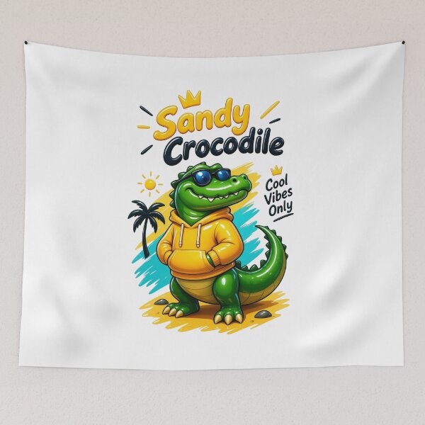 Item preview, Sandy Crocodile – Cool Vibes Only Funny Crocodile Streetwear designed and sold by Zack4Fashion.