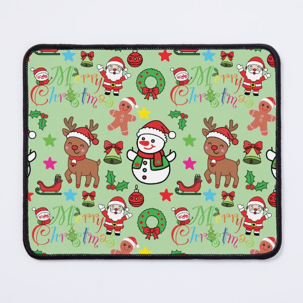 Item preview, Merry Christmas text and cute holiday characters seamless pattern designed and sold by PowerAntShop.