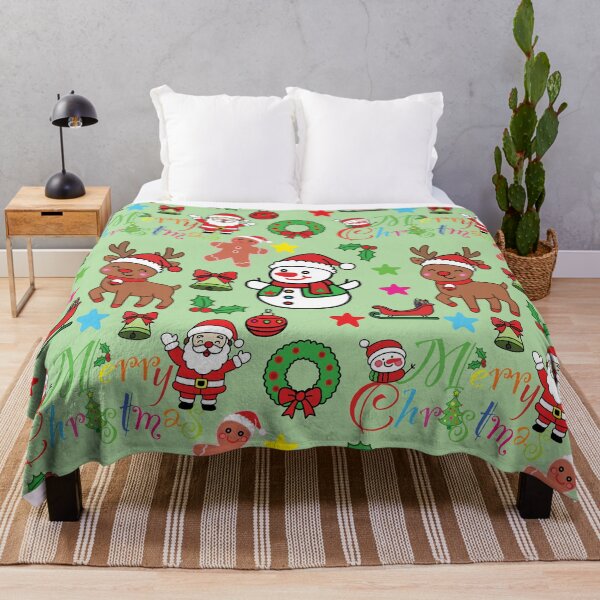 Item preview, Merry Christmas text and cute holiday characters seamless pattern designed and sold by PowerAntShop.