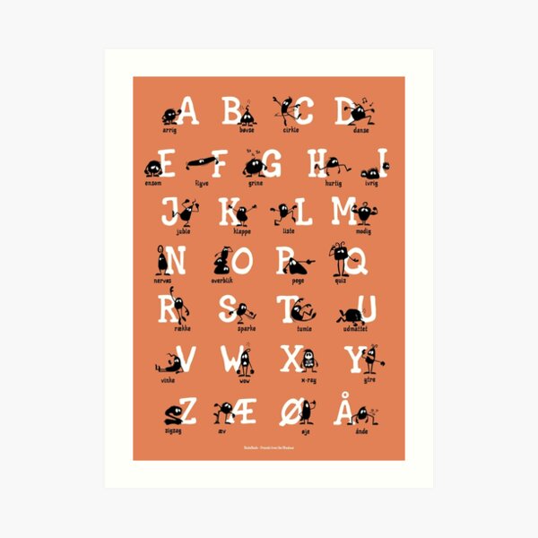Alfabet - Orange Art Print