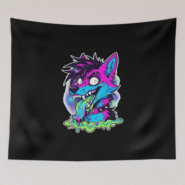 Item preview, Glitch Neon Furry Wolf Sticker & Art, Cyberpunk Slime Aesthetic Graphic designed and sold by DuckOddity.