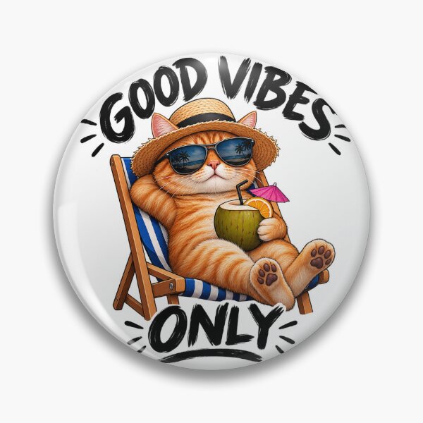 Item preview, Good Vibes Only Funny Orange Cat Summer Vacation designed and sold by HSE1.