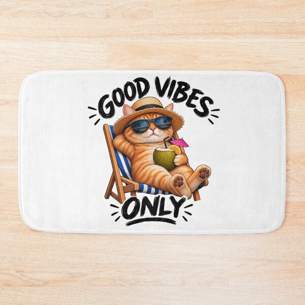 Item preview, Good Vibes Only Funny Orange Cat Summer Vacation designed and sold by HSE1.